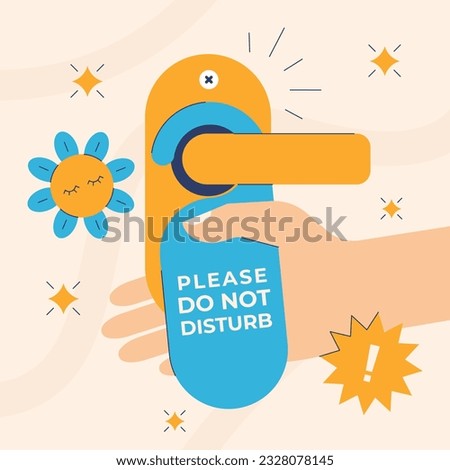 Do Not Disturb Sign. Hotel Door Warning Messages. Please do not disturb hotel design. hotel hanger signs. vector illustration.