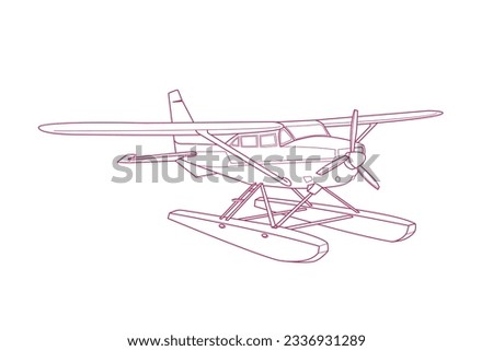 airplane outline. Vector illustration. airplane sketch. airplane outline drawing. Airplane path line drawing. airline linear style. flight outline. aircraft, Plane. isolated on white background.