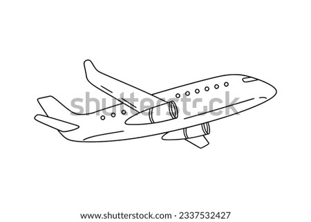 airplane outline. Vector illustration. airplane sketch. airplane outline drawing. Airplane path line drawing. airline linear style. flight outline. aircraft, Plane. isolated on white background.