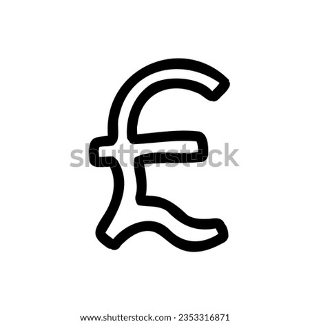 Symbol pound sterling GBP currency outline font in outline bubble style isolated on white background. For typography, font, lettering, logo, alphabet, education, abc, branding, presentation, signboard