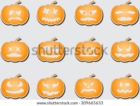Set flat pumpkins for holiday halloween