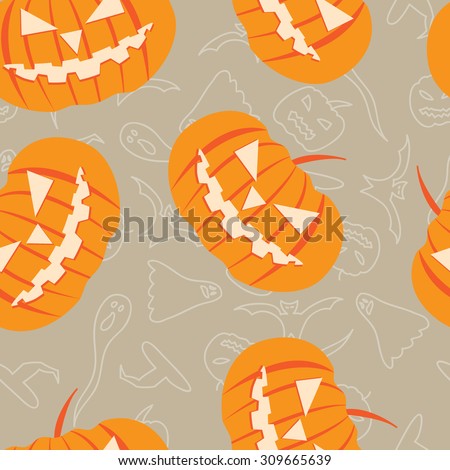 evil pumpkin seamless pattern on holiday halloween