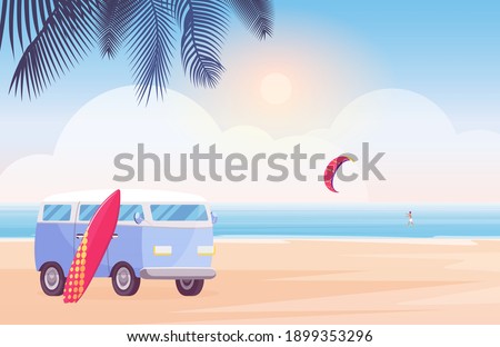 Similar – Image, Stock Photo Surfer at the beach carrying surfboard