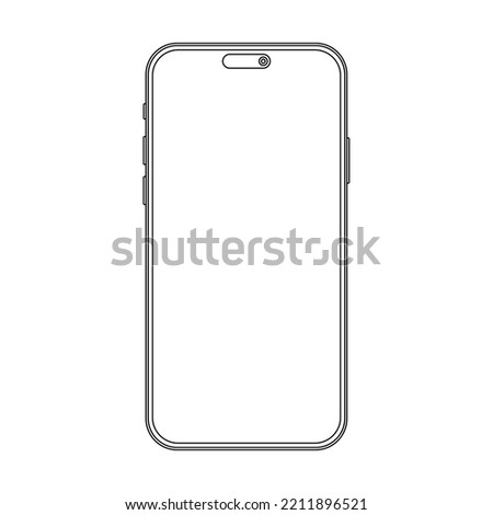 Outline mockup template phone for your project, visual ui app demonstration. High quality stroke line newest version of smartphone vector illustration