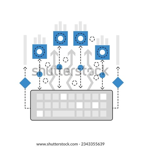 Control keys on keyboard. Gaming industry, computer online games vector illustration