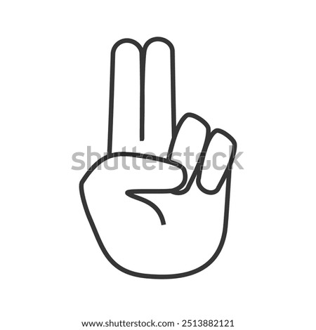 Line art vector illustration of a peace sign hand gesture, symbolizing peace and harmony.