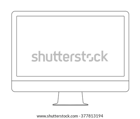 Outline drawing PC monitor. Elegant thin line style design. Vector illustration.