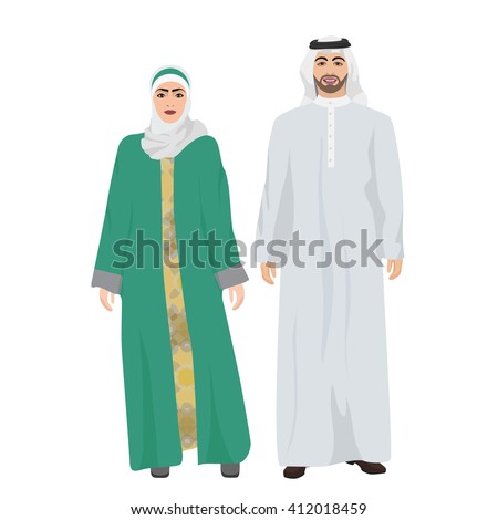 Arabic Man Male And Woman Female Together In Traditional National ...