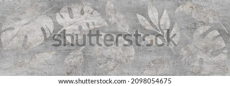 seamless leaves pattern with cement texture background, wall tile dekor surface	 Zdjęcia stock © 