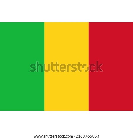 The flag of Mali is a tricolor with three descending stripes. From the hoist (or the place where the flagpole meets the flag), the colors are green, gold, and red, pan-African colors.