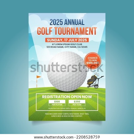 Golf Tournament Flyer and Championship Flyer Poster Design, Golf Event Banner Vector Template