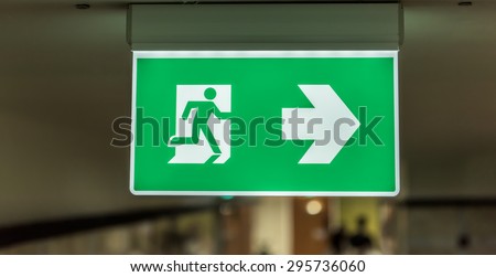 light box exit signage at celling room