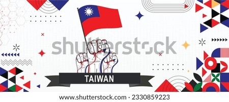 Taiwan flag independence day geometric Country web banner for 4th of July. corporate abstract background design with American flag theme. Country Vector Illustration