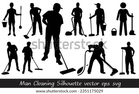 
Man Cleaning Silhouette vector eps man clean Road 