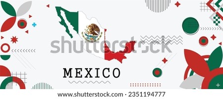 Mexico Map Flag national day banner design. flag theme graphic art web background. Abstract celebration geometric decoration vector illustration