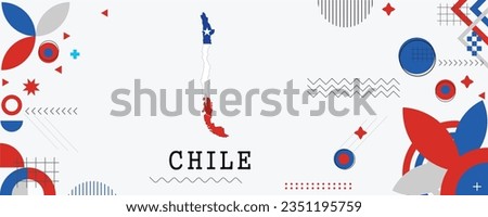 CHILE Map Flag national day banner design. flag theme graphic art web background. Abstract celebration geometric decoration vector illustration