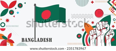 BANGLADESH Flag national day banner design. flag theme graphic art web background. Abstract celebration geometric decoration vector illustration