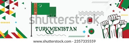 TURKMENISTAN national day banner Abstract celebration geometric decoration design graphic art web background, flag vector illustration