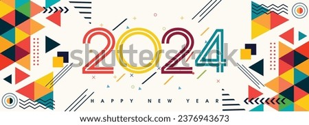 Happy New year 2024 geometric Background illustration  vector  