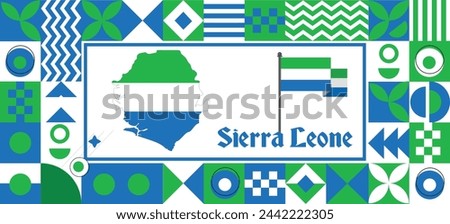 Sierra Leone Map flag independence day geometric Country web banner corporate abstract background design with flag theme. Country Vector Illustration