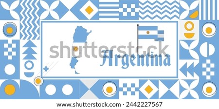 Argentina Map flag independence day geometric Country web banner corporate abstract background design with flag theme. Country Vector Illustration