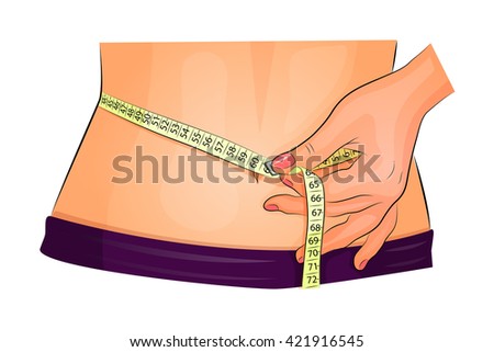 illustration of a female measuring waist with measuring tape