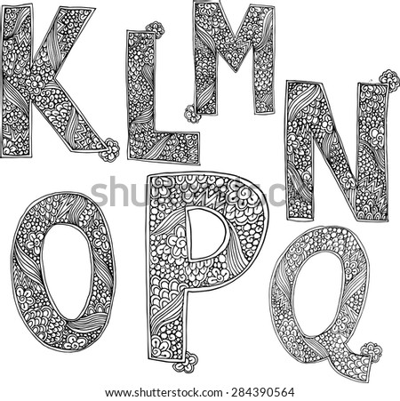 Set Of Hand Drawn Vector Doodle Zentangle Alphabet Letters - 284390564 ...