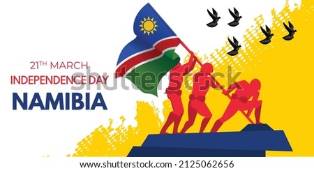 21 March Namibia Independence Day concept. Soldier Hand Holding Namibia Flag Vector Illustaration Design