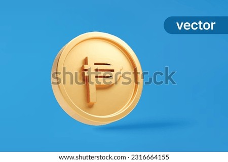 Gold coin  Philippines Peso PHP currency money icon sign or symbol business and financial exchange on blue background 3D vector illustration