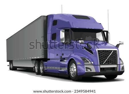 America semi truck American trailer haul burn stripe motive art paint silver blue chrome modify powerful engine big lorry car art cartoon element 3d model design vector modern template realistic draw