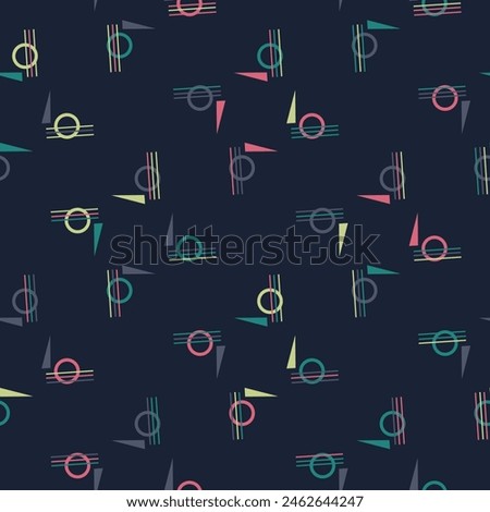 Textile motif seamless pattern. Abstract line shape geometric motif basic pattern continuous background. Man shirt all over print block. 