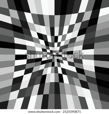 Seamless pattern with black white striped lines. Optical illusion effect. Geometric tile in op art style. Vector illusive background, texture.