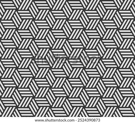 Seamless pattern with black white striped lines. Optical illusion effect. Vector illusive background, texture. Futuristic element, technologic design.