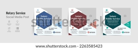 Notary service social media post template; notary public signing agent web banner design layout. digital marketing post 