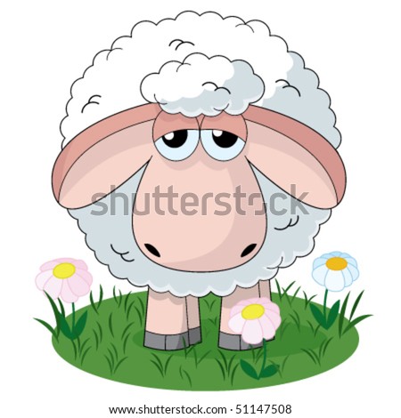 Illustration Of Farm Sheep Standing On Pasture - 51147508 : Shutterstock