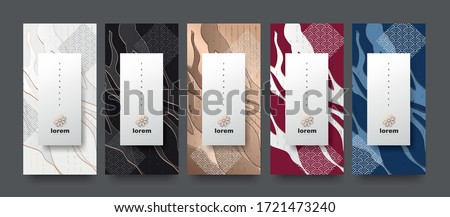 Vector set packaging templates japanese of nature luxury or premium products.logo design with trendy linear style.voucher, flyer, brochure,wallpaper.Menu book cover japan style vector illustration. 商業照片 © 
