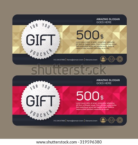 Gift voucher template with colorful pattern,cute gift voucher certificate coupon design template,Collection gift certificate business card banner calling card poster,Vector illustration