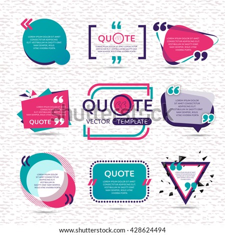 vector set of Creative quote text template with colorful background