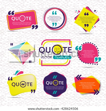 vector set of Creative quote text template with colorful background