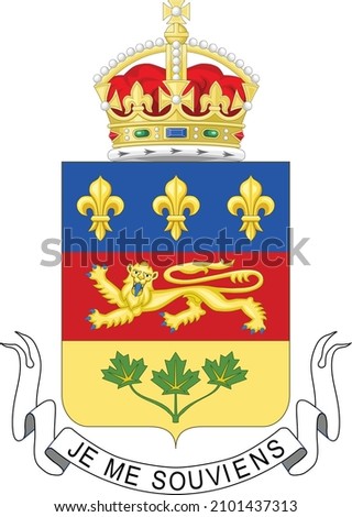 Official current vector coat of arms of the Canadian province of QUEBEC, CANADA