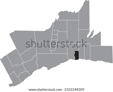 Black flat blank highlighted location map of the AJAX
MUNICIPALITY inside gray administrative map of Greater Toronto Area