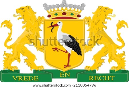 Official coat of arms vector illustration of the Dutch regional capital city of THE HAGUE, NETHERLANDS