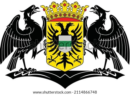 Official coat of arms vector illustration of the Dutch regional capital city of GRONINGEN, NETHERLANDS