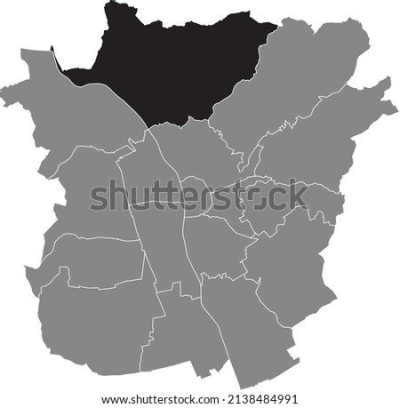 Black flat blank highlighted location map of the ANDRITZ DISTRICT inside gray administrative map of Graz, Austria