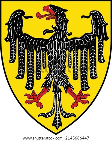 Official coat of arms vector illustration of the German regional capital city of AACHEN, GERMANY