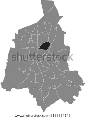 Black flat blank highlighted location map of the 
ALTE NEUSTADT DISTRICT inside gray administrative map of Magdeburg, Germany