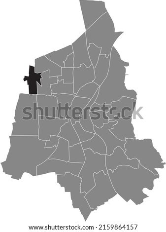 Black flat blank highlighted location map of the 
ALT OLVENSTEDT DISTRICT inside gray administrative map of Magdeburg, Germany