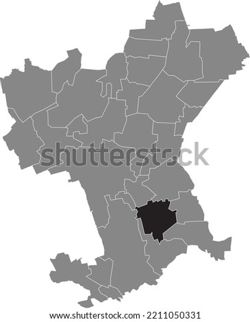 Black flat blank highlighted location map of the BEINUM DISTRICT inside gray administrative map of Salzgitter, Germany