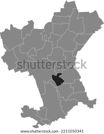 Black flat blank highlighted location map of the CALBECHT DISTRICT inside gray administrative map of Salzgitter, Germany