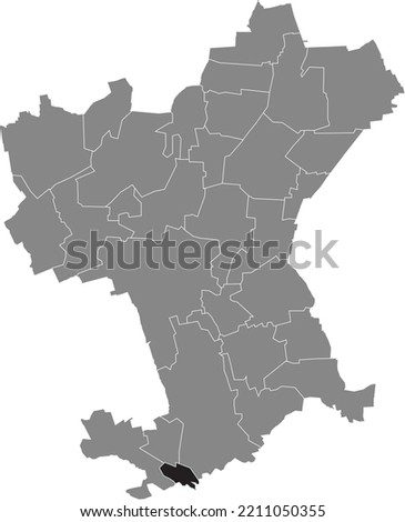 Black flat blank highlighted location map of the HOHENRODE DISTRICT inside gray administrative map of Salzgitter, Germany